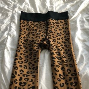 Animal print fleece leggings and black leggings